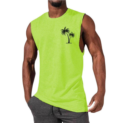 Stylish Embroidered Beach Tank Top in various colors with unique coconut tree design