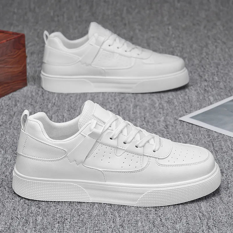White plaid board shoes with breathable mesh lining and wear-resistant plastic sole, front lace-up, sizes 39-48