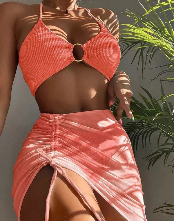 Women's halter bikini set in various colors for summer beach wear