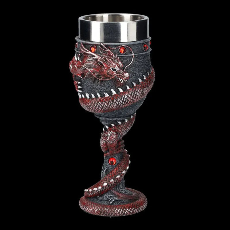 Chinese dragon 3D stereo stainless steel red wine glass with 200ml capacity in gold or red colour
