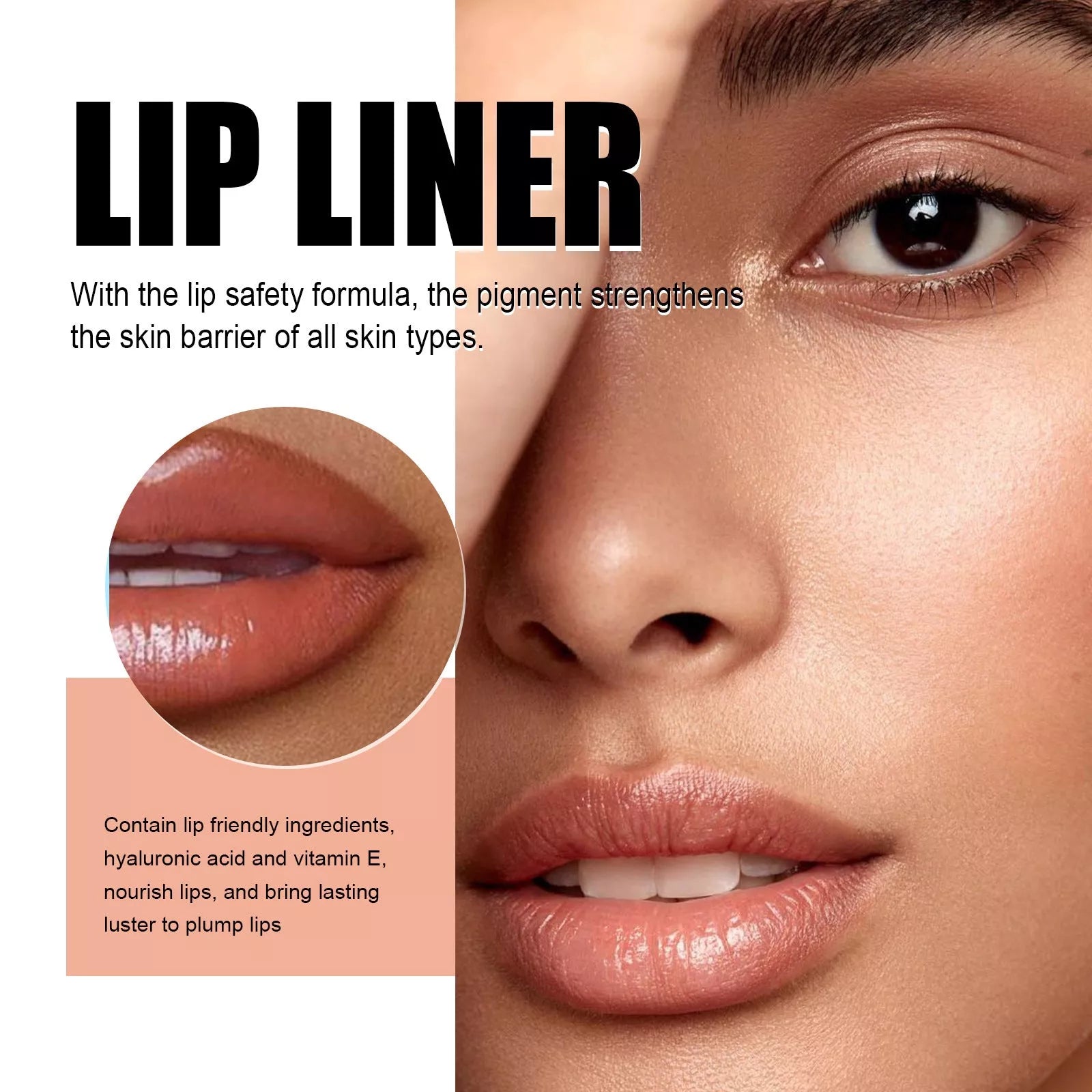 Dark brown waterproof lip liner pen with precision tip for long-lasting lip definition