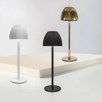 USB rechargeable night lamp with dimming pattern display in black thin round base design