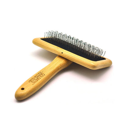 Bamboo air cushion pet comb with steel pins, Mengzong bamboo handle, sizes S M L