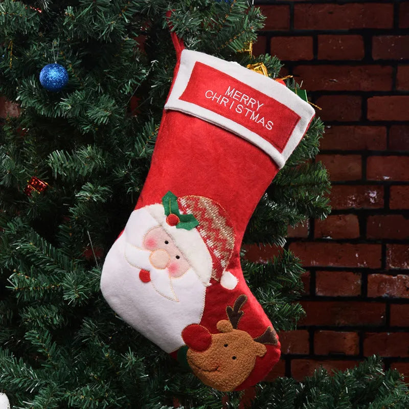 Christmas stockings in Elk, Old Man, and Snowman designs made from non-woven fabric, 30cm long