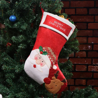 Christmas stockings in Elk, Old Man, and Snowman designs made from non-woven fabric, 30cm long