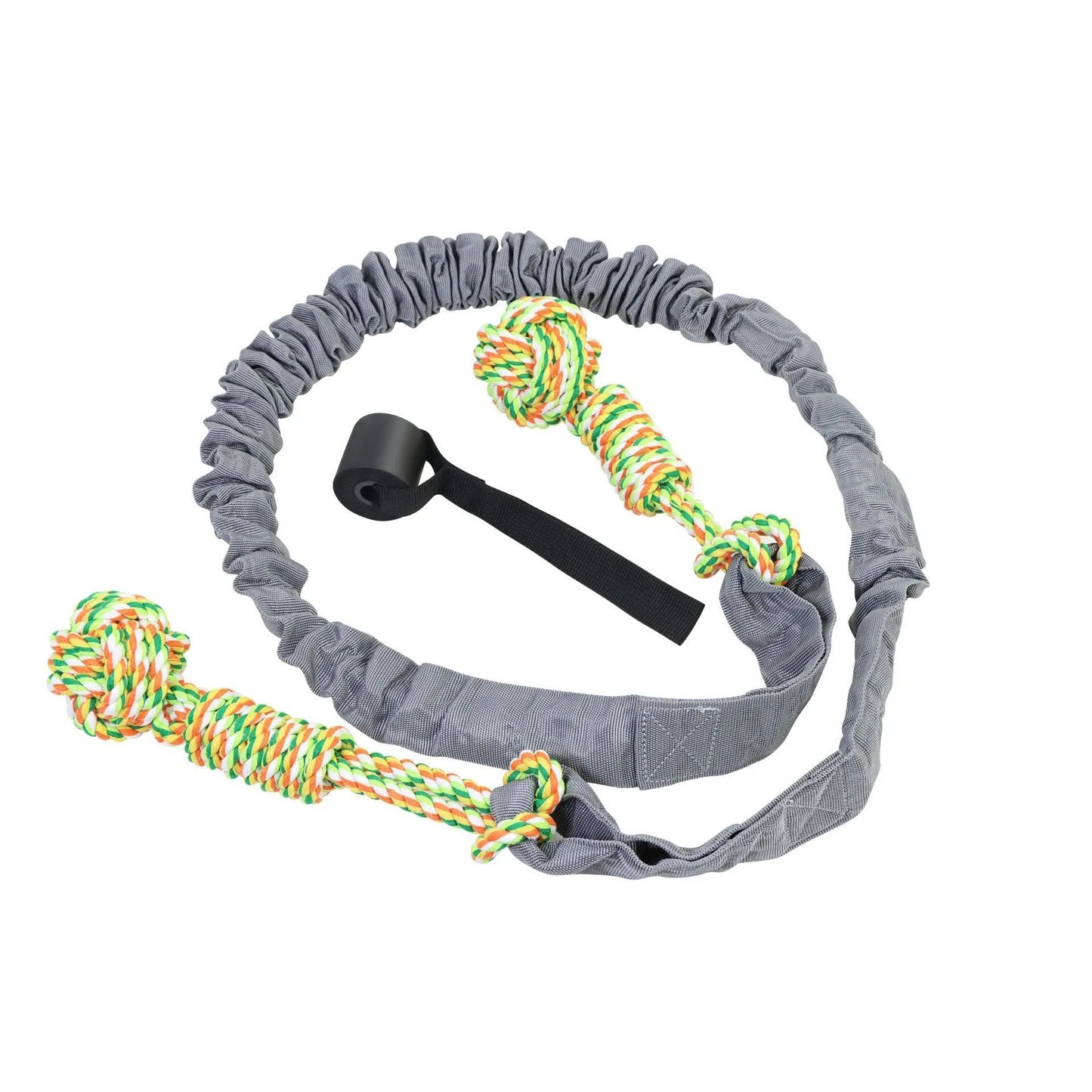 Braided cotton rope dog toy in red colour, approximately 30 cm long, for tug-of-war and dental health
