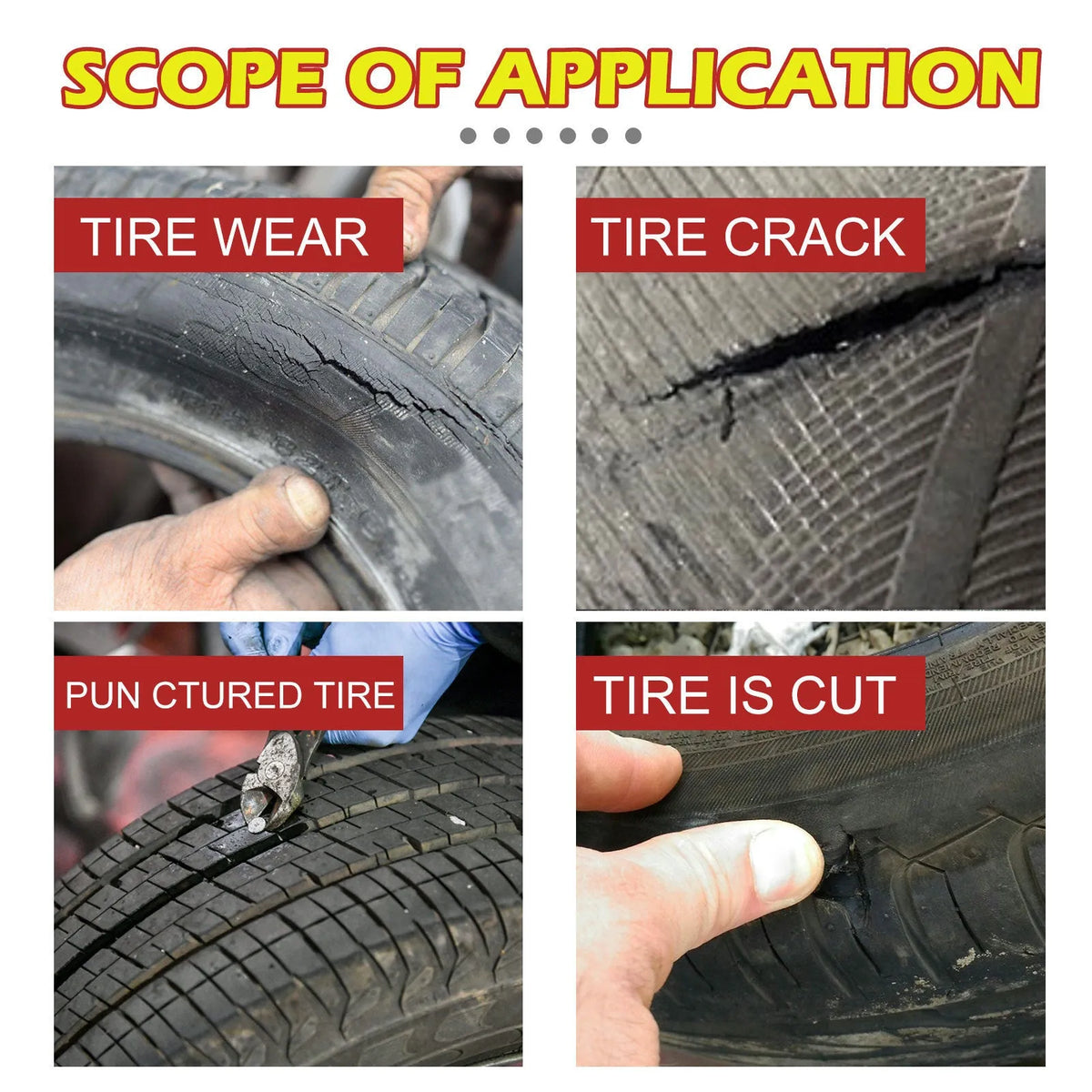 30ml tube of car tyre repair glue with hydroxyethyl fibre and acrylic resin formula