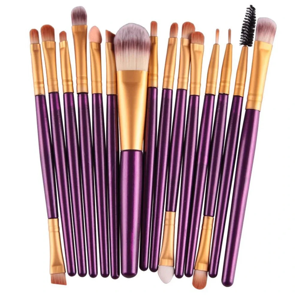 MAANGE 18-piece makeup brush set with fan-shaped tools and various brush heads