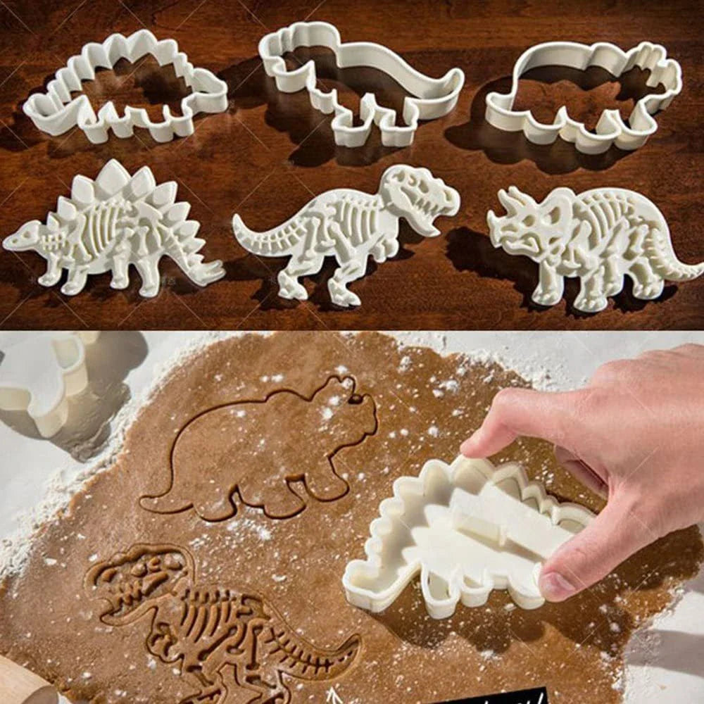 3D dinosaur-shaped baking molds for creating unique, edible treats and crafts