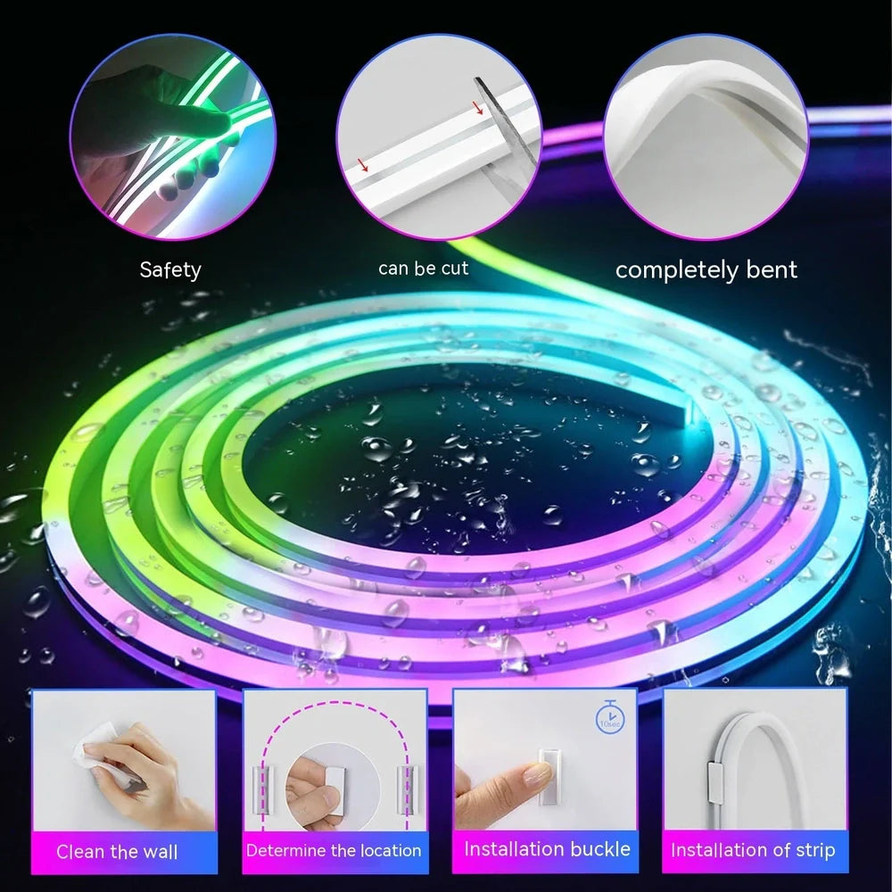 Outdoor waterproof colour-changing ambience light showing LED bead configuration and dimensions