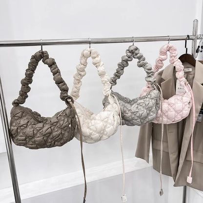 Women's Cloud Underarm Bag in nylon with 35cm width, 20cm height, and 120cm strap in a solid colour option