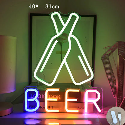 LED pendant light with 45cm acrylic backboard showing uppercase and lowercase lettering options