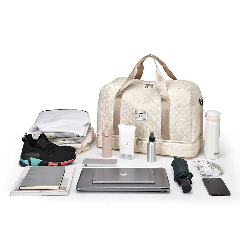 Oxford cloth travel bag with 36-55 litre capacity in street trend style with sewing thread details