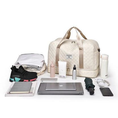 Oxford cloth travel bag with 36-55 litre capacity in street trend style with sewing thread details