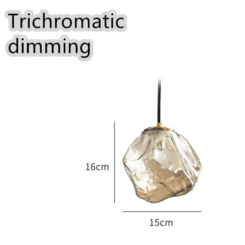 Glass ice cube chandelier in smoky grey, cognac or clear with black hanging wire, 11W-15W LED, 4000K