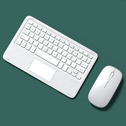 Bluetooth wireless keyboard and mute mouse set in compact 24.8cm design with charging cable