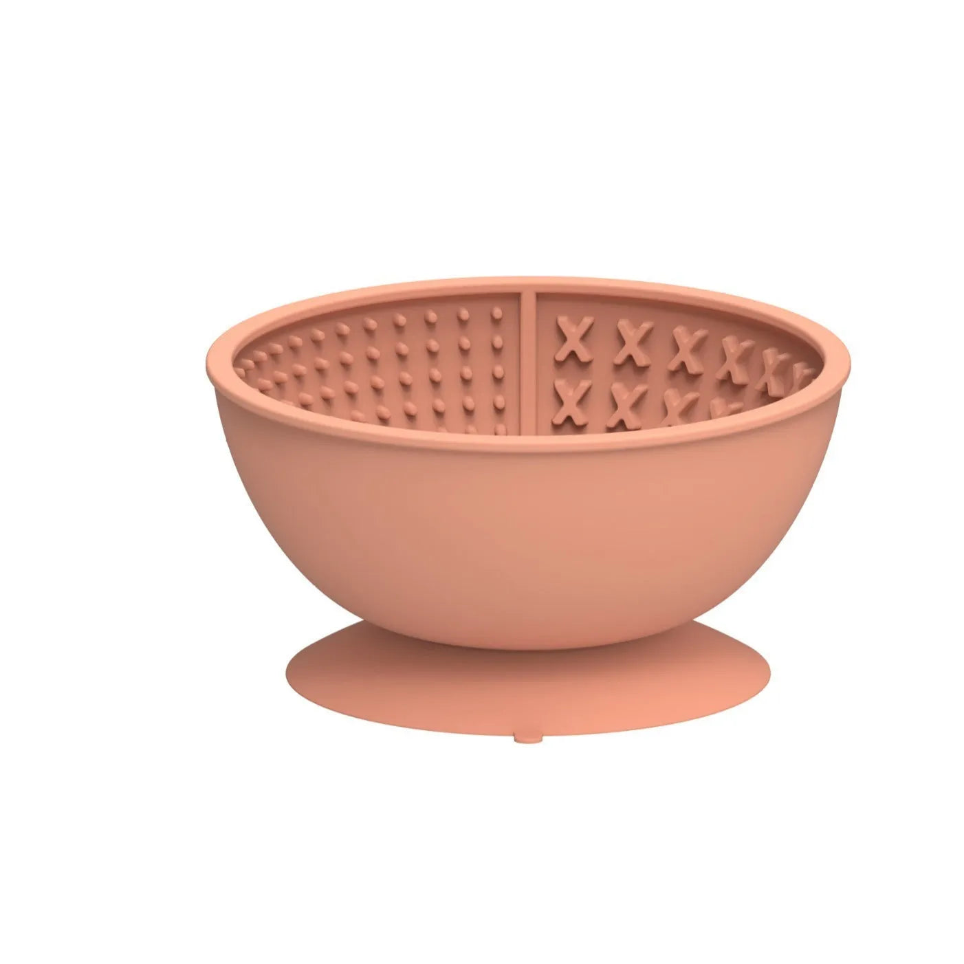 Cyan silicone dog slow feeding bowl with textured surface and suction cup base, measuring 15.8cm diameter
