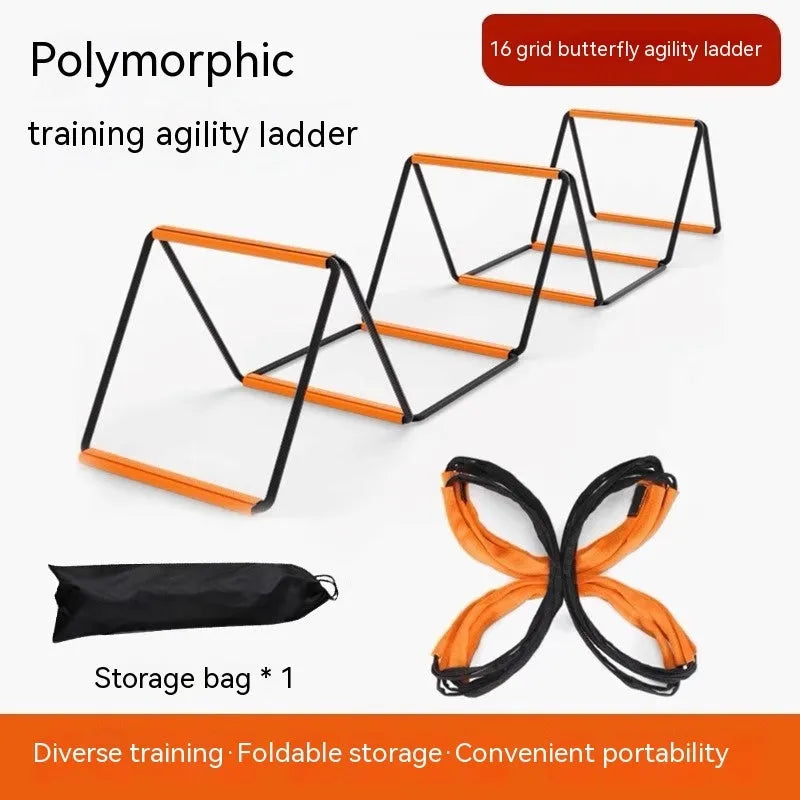Plastic butterfly agility training rope ladder set laid flat for youth fitness drills.