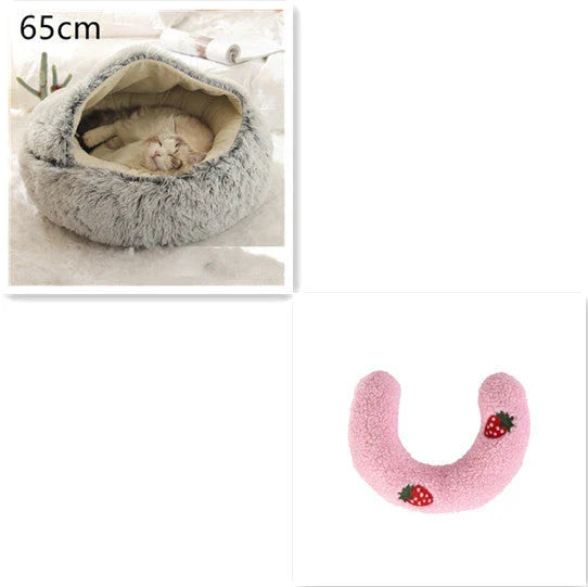 Cozy pet bed with plush and warm fabric for cats and dogs