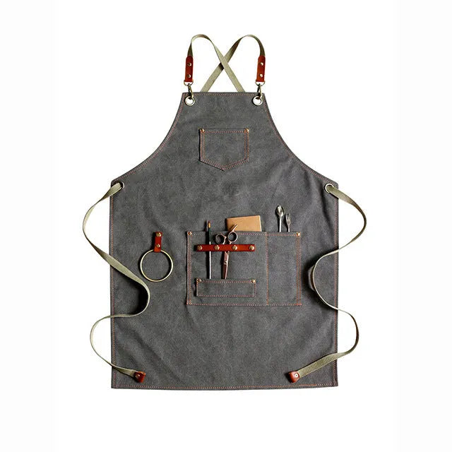Canvas cross-strap apron in solid colour for baking and work protection