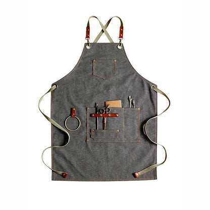 Canvas cross-strap apron in solid colour for baking and work protection
