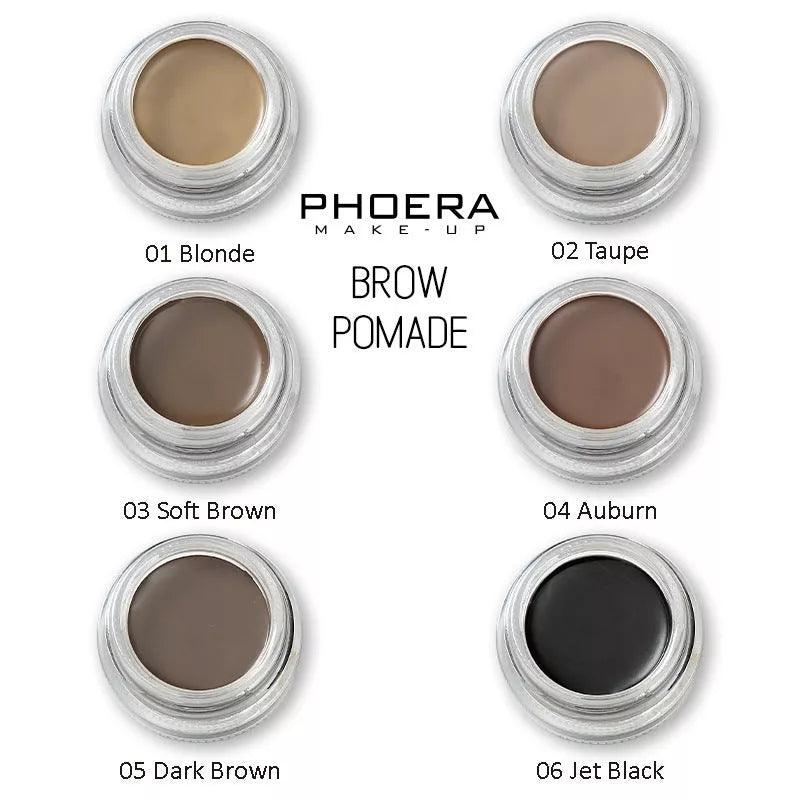 Phoera Eyebrow Cream with 6 shades and double-head brush for natural-looking eyebrows