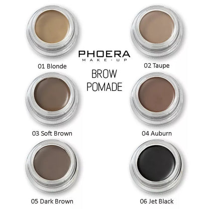 Phoera Eyebrow Cream with 6 shades and double-head brush for natural-looking eyebrows