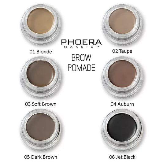 Phoera Eyebrow Cream with 6 shades and double-head brush for natural-looking eyebrows