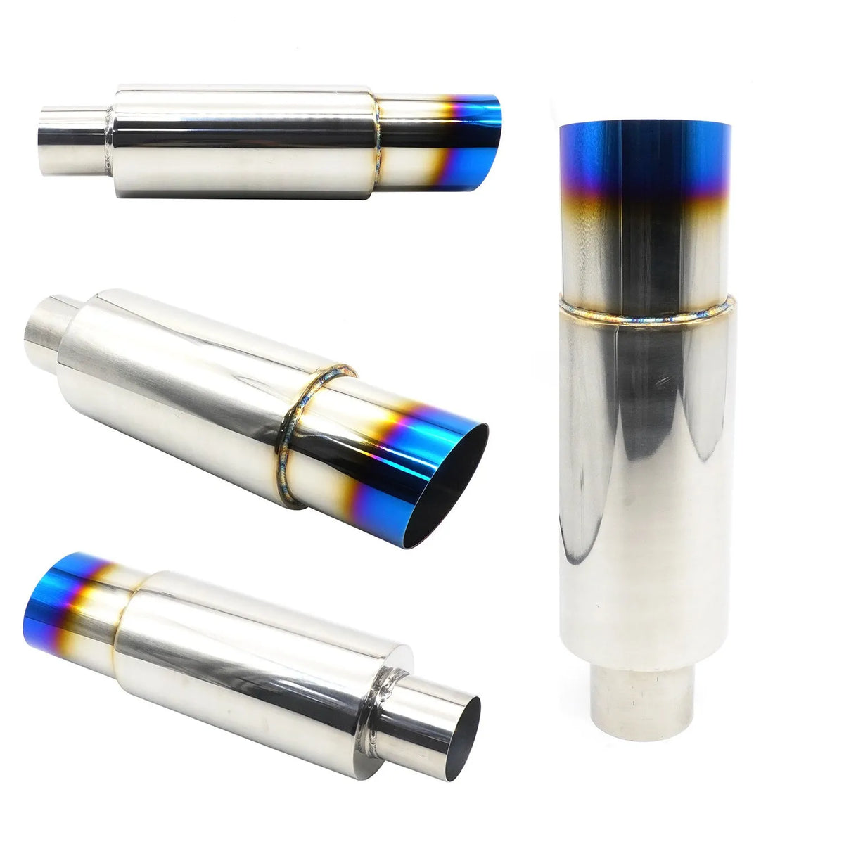Stainless steel car modification exhaust pipe EP089 silver tail drum 200mm length single component
