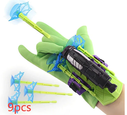 Green Spider Launcher wrist toy with transmitter and suction gloves on adjustable strap