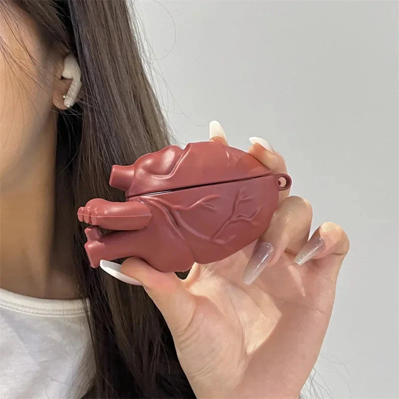 3D Heart Design Silicone Case for AirPods Pro/3 in Wine Red and Ivory White