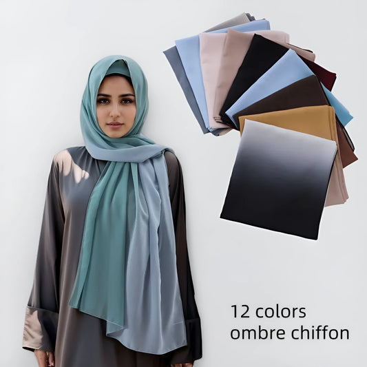 Women's chiffon bubble towel scarf in ethnic pattern showing draped length of 175 cm