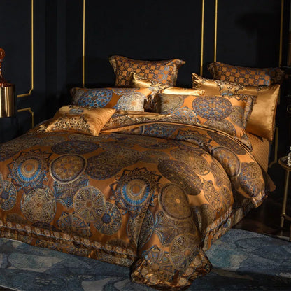 European court-style luxury embroidered cotton four-piece bedding set