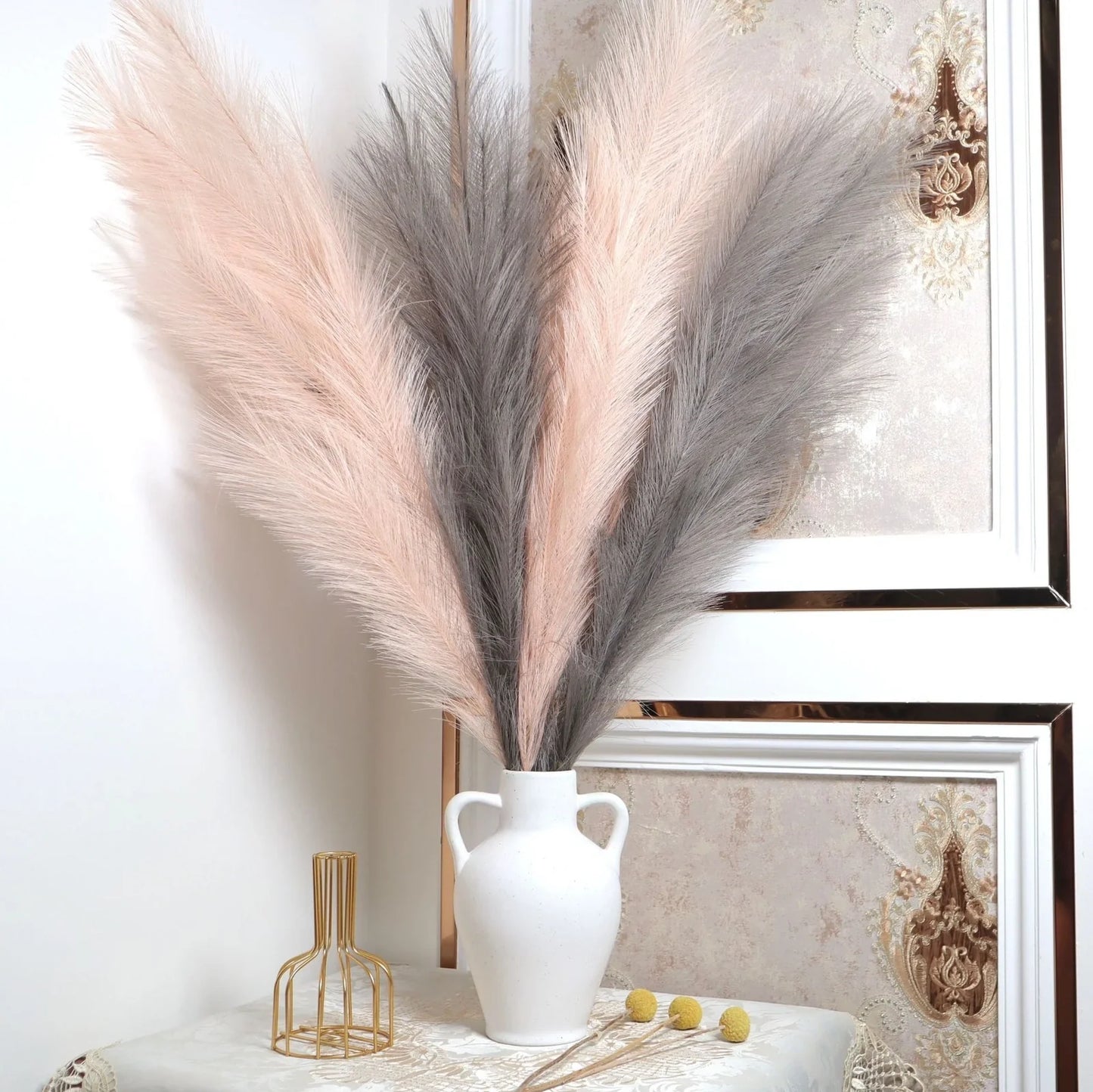 110cm long pampas simulation reed grass with 18 forks in dark grey colour, measuring 76cm hair length