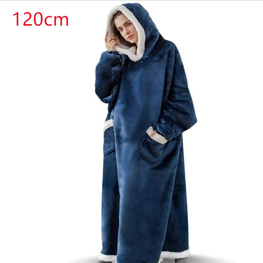 Cozy TV Blanket Hoodie in a variety of colors, featuring a plush polyester design with a front pocket and adjustable drawstring hood