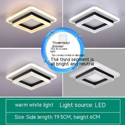 Modern LED corridor ceiling light in black round design with tri-colour adjustable lighting for hallways and entrances