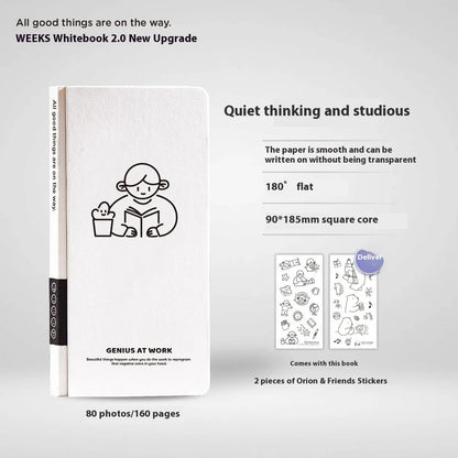 Plaid grid notebook with paper cover, 14.8 x 21 cm, includes vinyl stickers for customisation