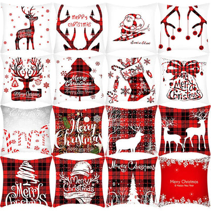 Elk Santa Claus plush cushion cover for festive holiday decor