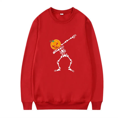 Women's printed crew neck long-sleeve top in black, red, yellow, white, or orange red colours