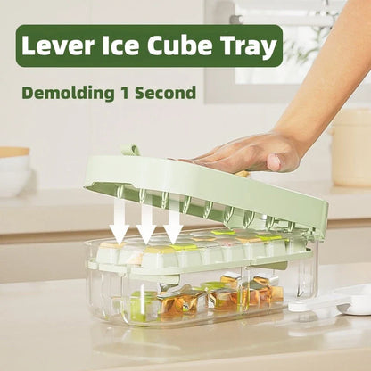 Versatile ice tray with convenient ice scoop for quick freezing, easy ice cube release, and organized storage