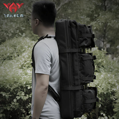 28-inch military tactical fishing bag with four compartments in black camouflage colour