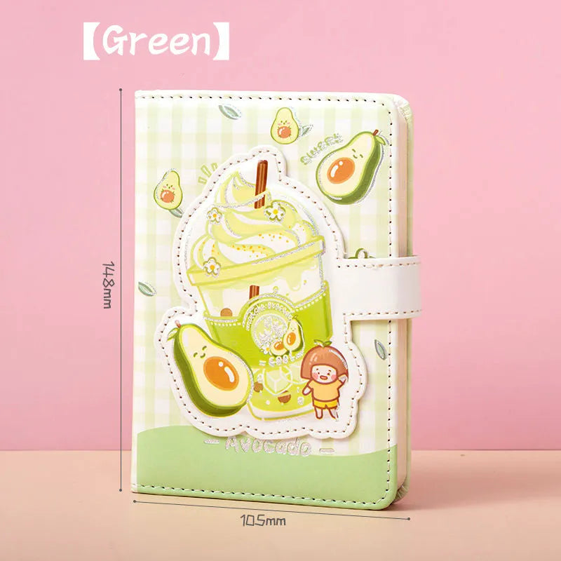 Magnetic buckle notebook hand ledger in pink, yellow, green, and purple with paper pages