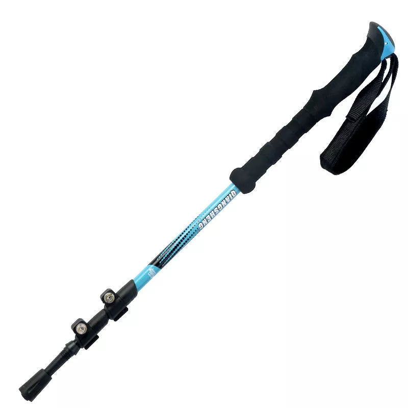 Outdoor straight handle trekking pole with adjustable length and tungsten steel tip