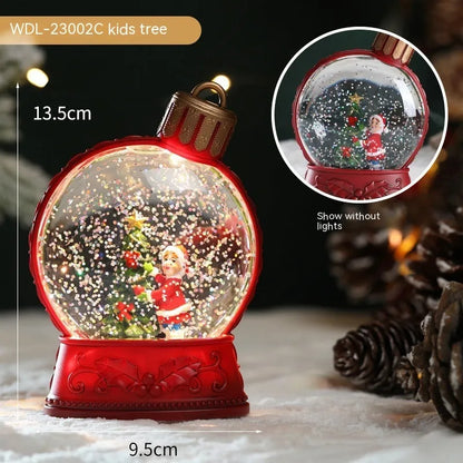 LED Christmas scene light decoration with battery power showing multiple character designs