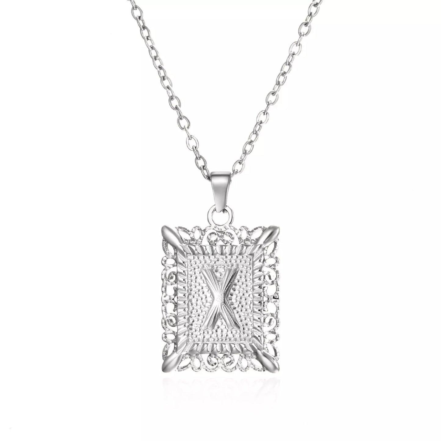 Personalized initial letter necklace in gold or steel, featuring any letter from A to Z