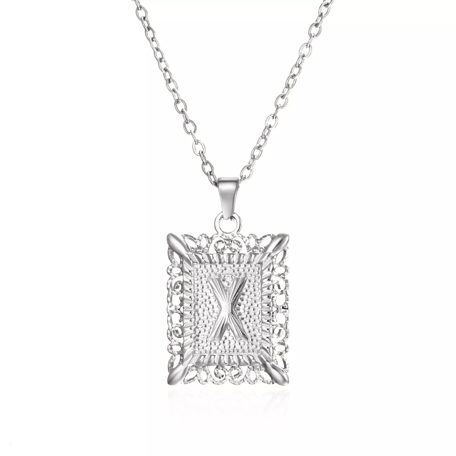 Personalized initial letter necklace in gold or steel, featuring any letter from A to Z