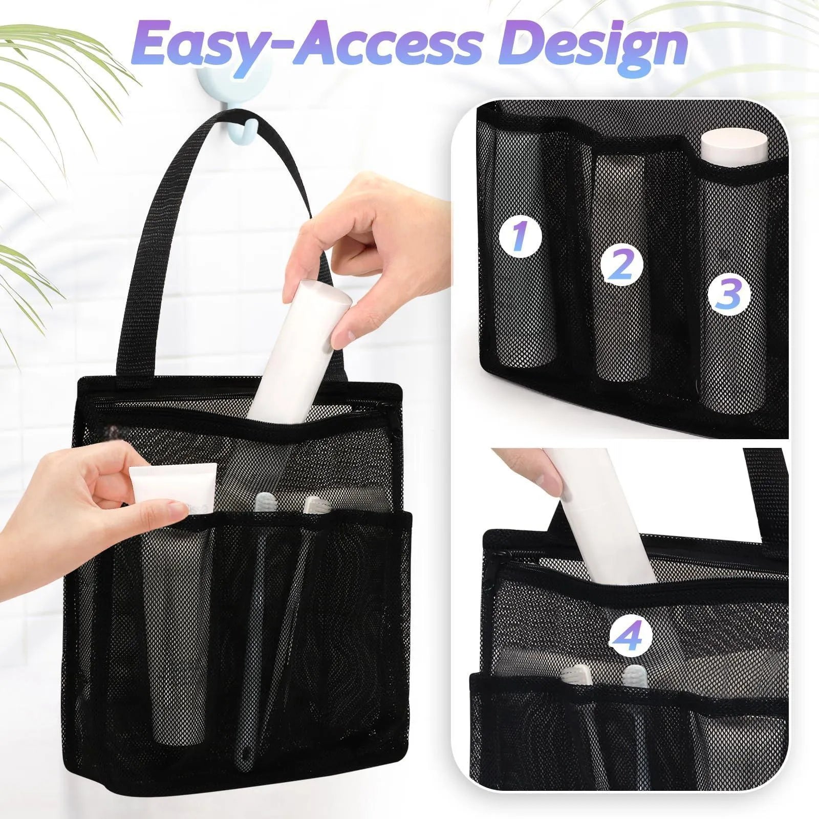 Black swimming gym bag with dry wet separation compartments and mesh pocket