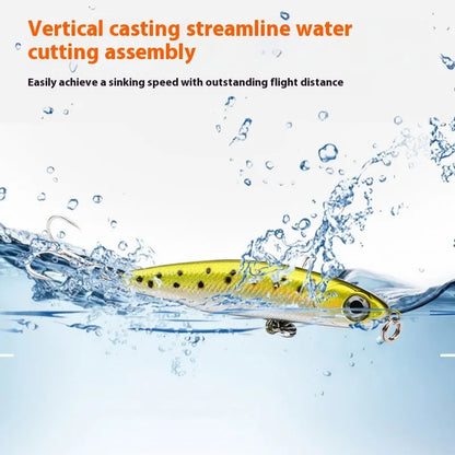 Small silver fish lure pencil bait with double hook, five-piece set with box, 3.5g 5.5g 8.5g 13g