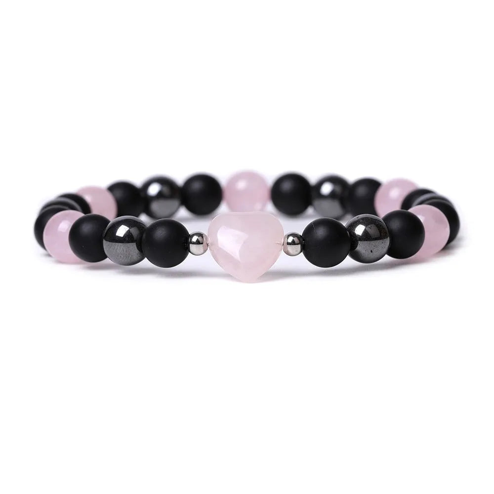 Lvdongling Tigereye hand-cut peach heart stone bracelet with cosmic moon and planet elements