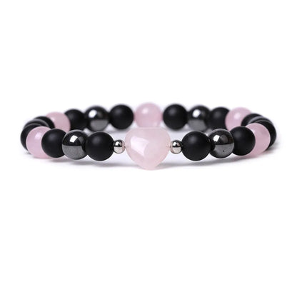 Lvdongling Tigereye hand-cut peach heart stone bracelet with cosmic moon and planet elements